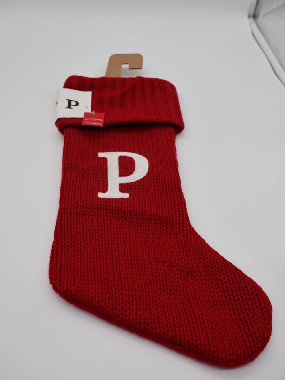 Target Red Knit Holiday Stocking with White 'P'